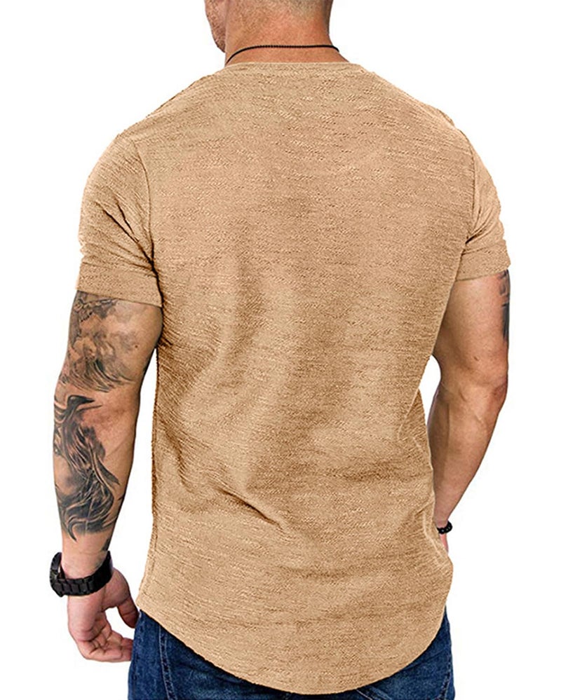 Uni Clau Fashion Mens T Shirt Muscle Gym Workout Athletic Shirt Cotton Tee Shirt Top - Image 3